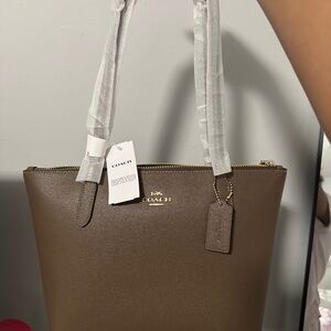Coach Tan Leather Fiona Zip Tote Bag
